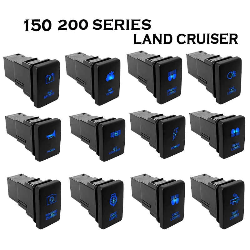 Blue LED Switches For Toyota 2015 Hilux Prado 150 200 ON OFF Button Switch