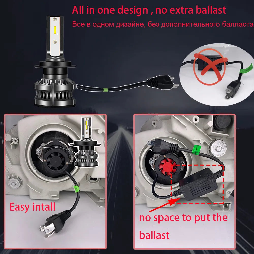 Pair of LED Car Headlights H4 H7 H1 LED H8 H9 H11 4300K 5000K 6500K 8000K 25000K